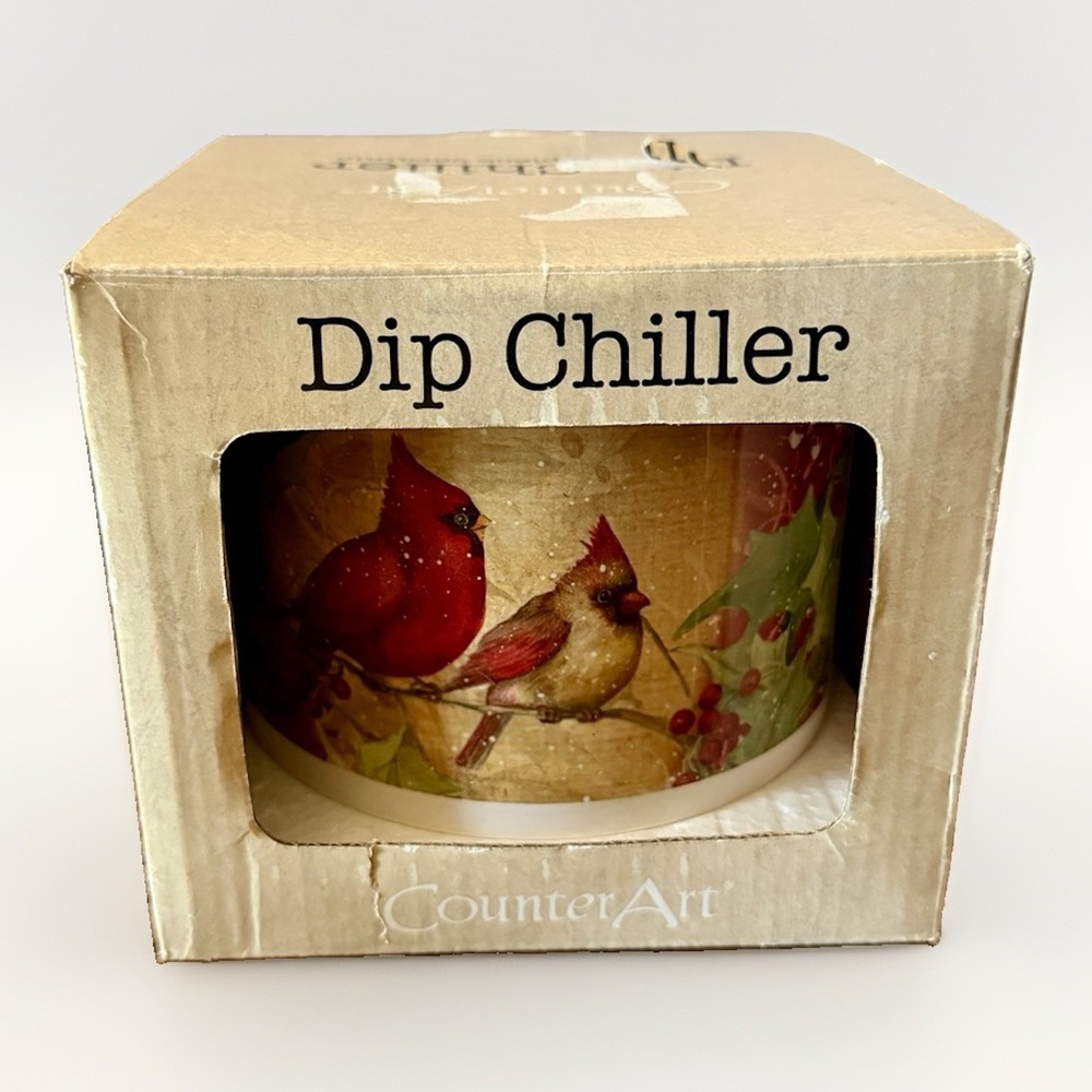 2 Pc Ceramic Dip Chiller Bowl Artist Jim Hautman Songbirds‎ on Fence Rail